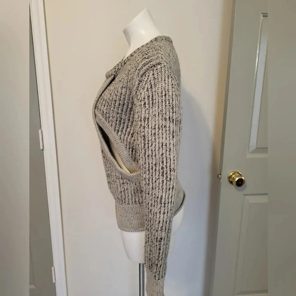 IRO Wool Ribbed Chunky Knit Heather Gray Cutout Magic Sweater(S) - Picture 5 of 11